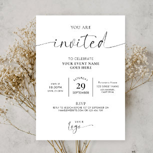 Business Logo Minimalist Black & White Gala Event Invitation