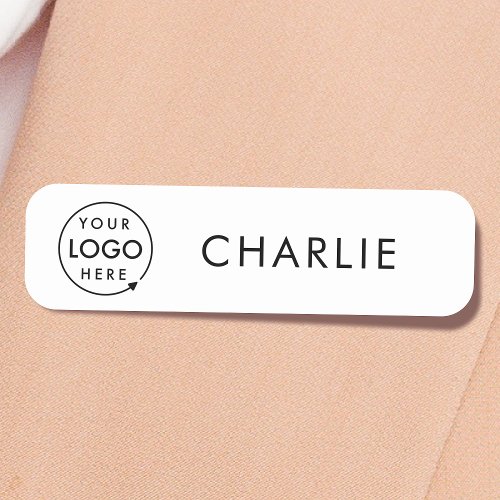 Business Logo  Minimalist Clean Simple Employee Name Tag