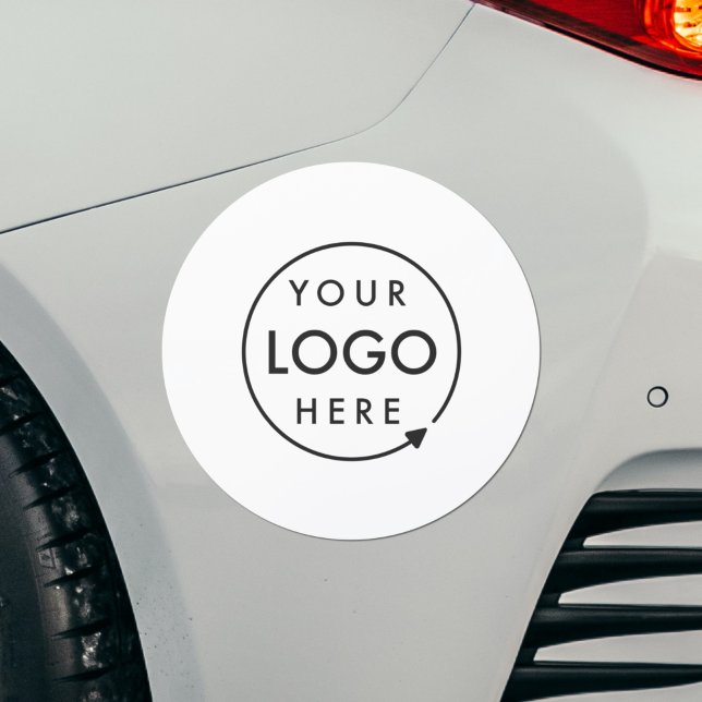 Business Logo Minimalist Clean Simple Plain White Car Magnet (Minimal company branded car magnet signage for business promotion & vehicle brand marketing.)