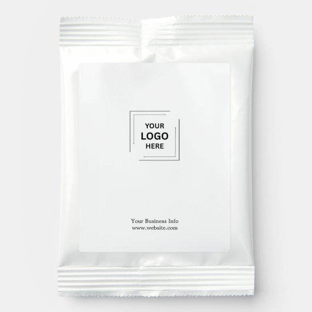 Business Logo Minimalist Clean Simple Plain White  Hot Chocolate Drink Mix (Front)