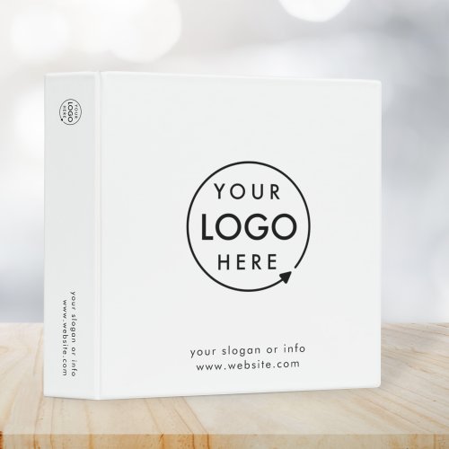 Business Logo  Minimalist Clean Simple White 3 Ring Binder