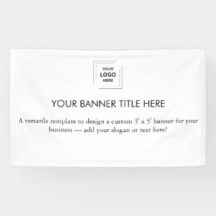 Business Logo Minimalist Clean Simple White 5' Banner