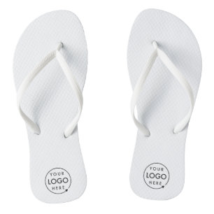 Business Logo Minimalist Clean Simple White Flip Flops