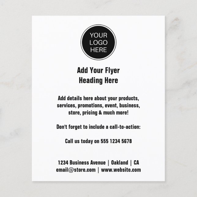 Business Logo | Minimalist Clean Simple White  Flyer (Front)