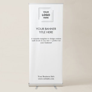 Business Logo   Minimalist Clean Simple White  Retractable Banner