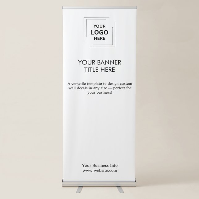 Business Logo | Minimalist Clean Simple White  Retractable Banner (Front)