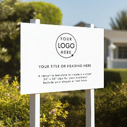 Business Logo | Minimalist Clean Simple White Yard Sign