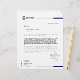 Business Logo | Minimalist Deep Blue Signature Letterhead