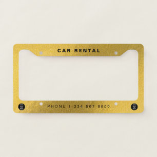 Business Logo Minimalist Gold Car Rental License Plate Frame