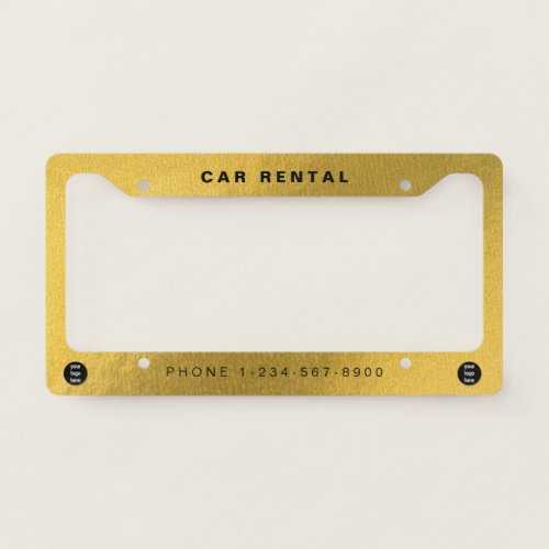 Business Logo Minimalist Gold Car Rental License Plate Frame