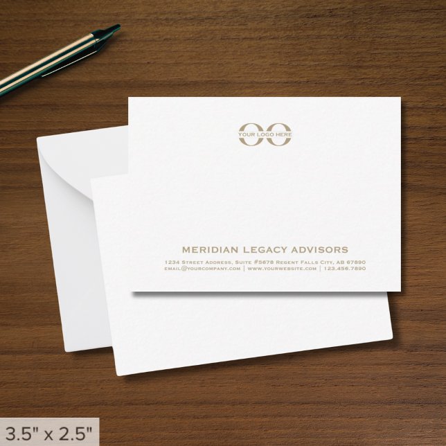 Business Logo Minimalist Gold Typographic Note Card (Creator Uploaded)