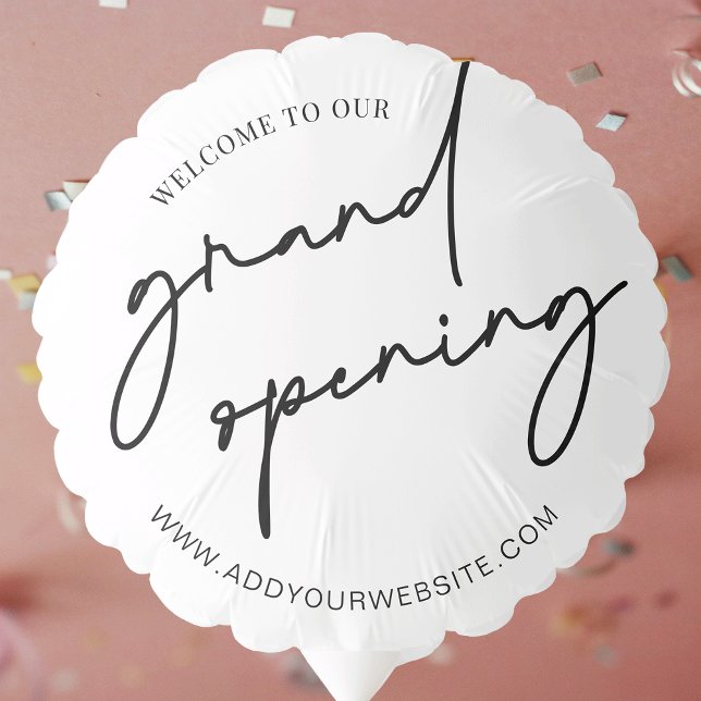 Business Logo Minimalist Grand Opening Event Balloon (Modern simple branded grand opening event business balloon with custom text on white background)