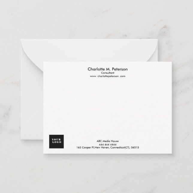 Business Logo Minimalist   Note Card (Front)