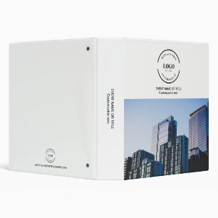 Business Logo Minimalist Professional Custom Photo 3 Ring Binder