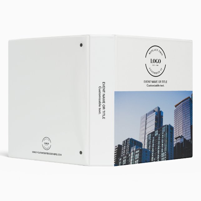 Business Logo Minimalist Professional Custom Photo 3 Ring Binder (Background)