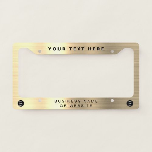 Business Logo  Minimalist Professional Gold License Plate Frame