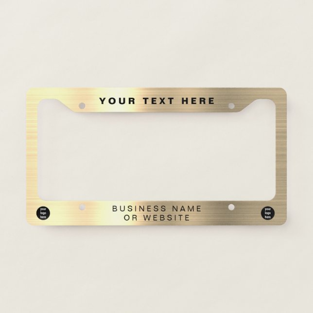 Business Logo  Minimalist Professional Gold License Plate Frame (Front)