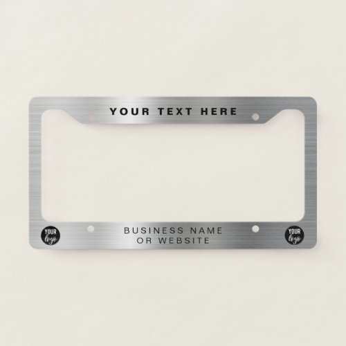 Business Logo  Minimalist Professional Silver License Plate Frame