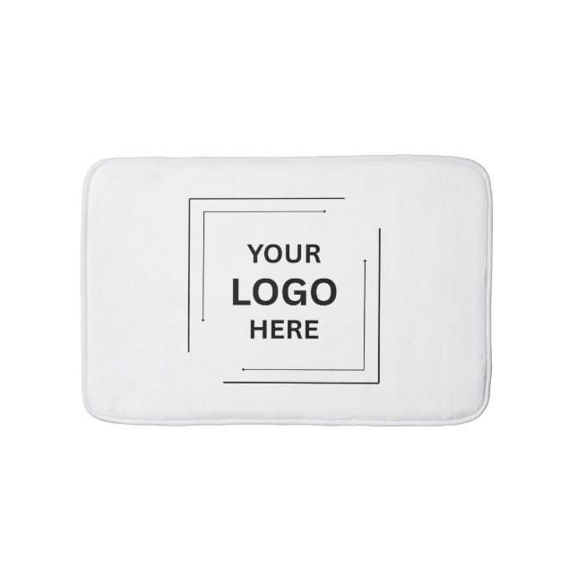 Business Logo | Minimalist Professional White Bath Mat (Front)