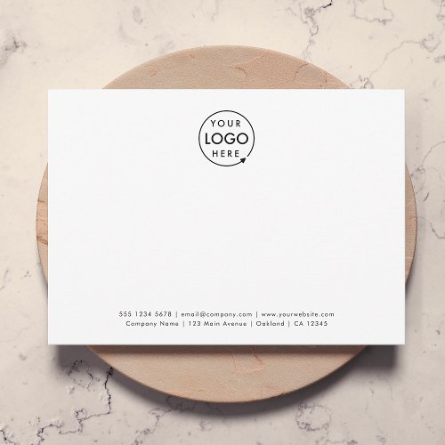Business Logo  Minimalist Professional White Note Card