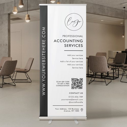 Business Logo Minimalist QR Code Promotional Retractable Banner