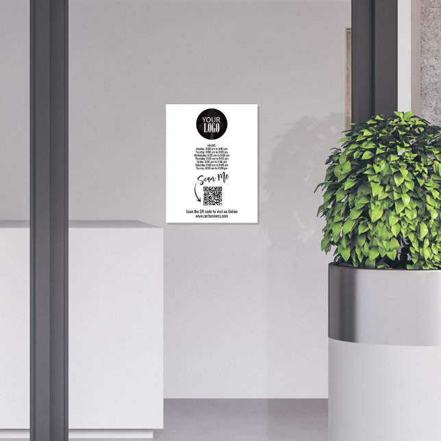 Business Logo Minimalist QR Code Sign (Business logo sign with a scannable QR code. )