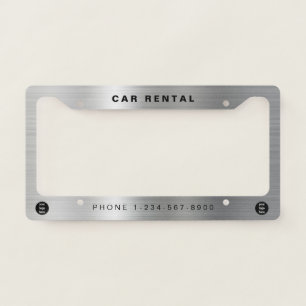 Business Logo Minimalist Silver Car Rental License Plate Frame
