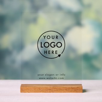 Business Logo Minimalist Simple Clean Acrylic Sign Zazzle