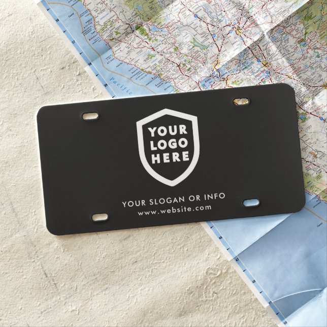 Business Logo | Minimalist Simple Clean Black License Plate (In Situ)