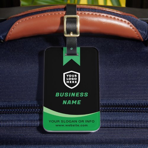 Business Logo  Minimalist Simple Clean Black Luggage Tag