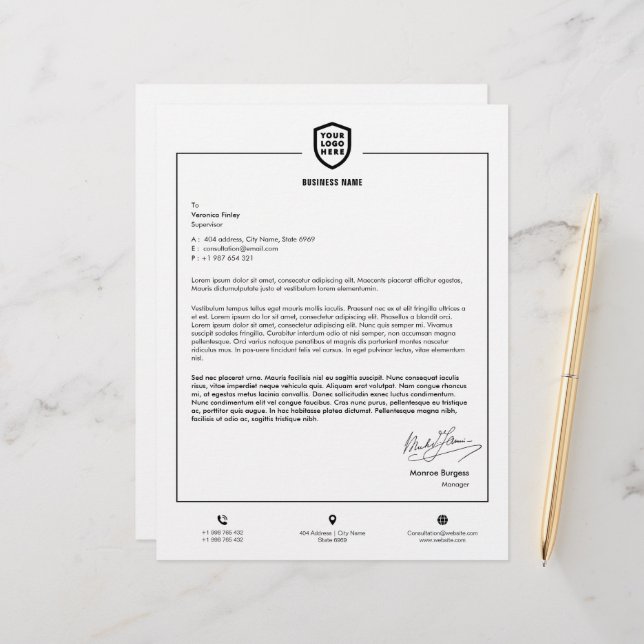 Business Logo | Minimalist Simple Clean  Letterhea Letterhead (Front/Back In Situ)
