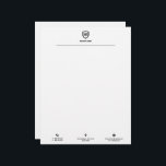 Business Logo | Minimalist Simple Clean Letterhead<br><div class="desc">A simple custom business letterhead template in a modern minimalist style with a simple black line which can be easily updated with your company logo and letterhead footer including your company name,  address,  telephone,  email,  website and QR Code</div>