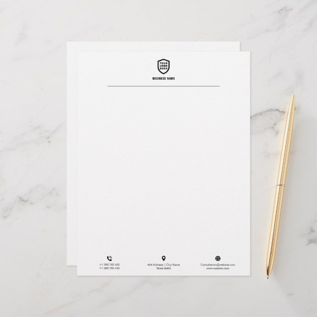 Business Logo | Minimalist Simple Clean Letterhead (Front/Back In Situ)