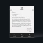 Business Logo | Minimalist Simple Clean Letterhead<br><div class="desc">A simple custom business letterhead template in a modern minimalist style with a simple black line which can be easily updated with your company logo and letterhead footer including your company name,  address,  telephone,  email,  website and QR Code</div>