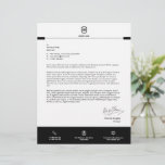 Business Logo | Minimalist Simple Clean Letterhead<br><div class="desc">A simple custom business letterhead template in a modern minimalist style with a simple black line which can be easily updated with your company logo and letterhead footer including your company name,  address,  telephone,  email,  website and QR Code</div>