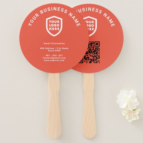 Business Logo  Minimalist Simple Clean Red Hand Fan