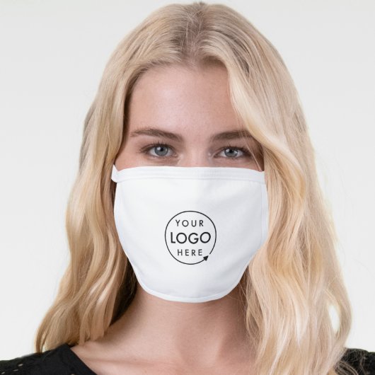 Business Logo | Minimalist Simple Clean White Face Mask (Worn Her)