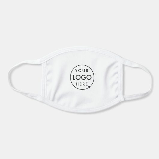 Business Logo | Minimalist Simple Clean White Face Mask (Front)