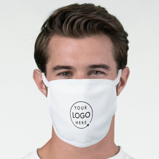 Business Logo | Minimalist Simple Clean White Face Mask (Worn Him)