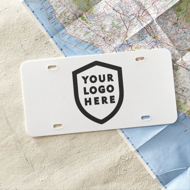 Business Logo | Minimalist Simple Clean White License Plate (In Situ)