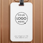 Business Logo | Minimalist Simple Clean White Luggage Tag<br><div class="desc">A simple custom white business luggage tag template in a modern minimalist style which can be easily updated with your company logo,  slogan and business details. #luggagetag #logo #business #travel</div>