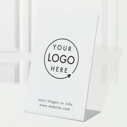Business Logo  Minimalist Simple Clean White Pedestal Sign
