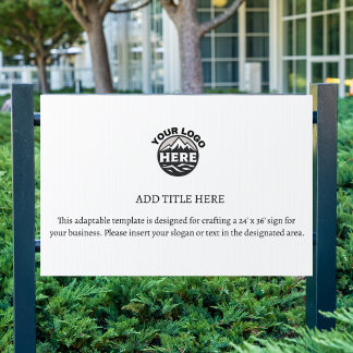 Business Logo| Minimalist Simple Clean white yard Sign