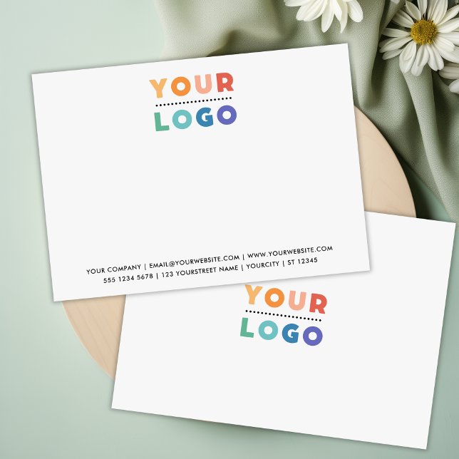Business Logo Minimalist White Elegant Note Card (Creator Uploaded)