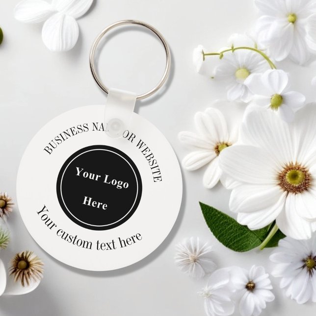 Business Logo MinimalistSimple White Professional  Keychain (Creator Uploaded)