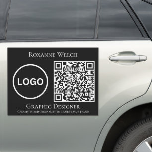 Business Logo Modern Black and White Car Magnet