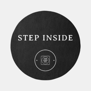 Business Logo Modern Black Outdoor doormat Rug