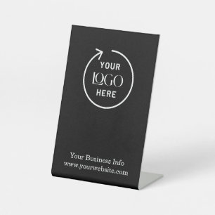 Business Logo Modern Black Professional Branded Pedestal Sign