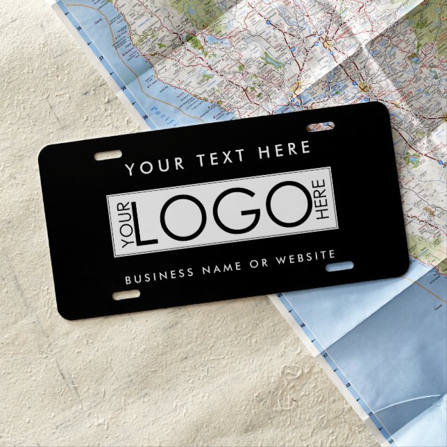 Business Logo Modern Black Professional Car Custom License Plate (In Situ)