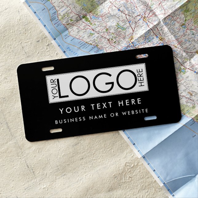 Business Logo Modern Black Professional Car License Plate (In Situ)